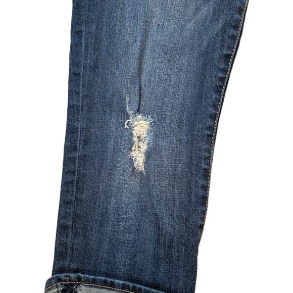 Women’s Cropped Jeans Kut From The Kloth Distressed Cuffed Blue Mid Rise Size 8 - Picture 2 of 7